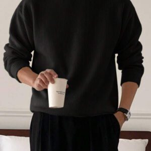 DAZY 1 pièce Sweat-shirt décontracté à col rond manches longues uni pour homme, à porter au quotidien, pour l'automne