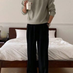 DAZY 1 pièce Sweat-shirt décontracté à col rond manches longues uni pour homme, à porter au quotidien, pour l'automne
