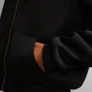SUMWON Sweat-shirt zippé classique avec capuche à cordon, poche centrale fendue. Vêtement essentiel décontracté pour la rue, indispensable pour l'hiver et l'automne. Tenue de détente et couche de base