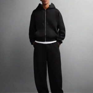 SUMWON Sweat-shirt zippé classique avec capuche à cordon, poche centrale fendue. Vêtement essentiel décontracté pour la rue, indispensable pour l'hiver et l'automne. Tenue de détente et couche de base