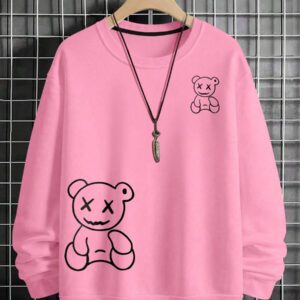 Manfinity Homme Sweat-shirt imprimé ours pour homme, col rond, manches longues, sweat-shirt graphique, idéal pour les amis, le mari, le petit ami
