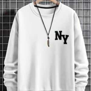 RueChic Sweat-shirt À Épaules Basses Pour Homme Avec Impression De Lettres