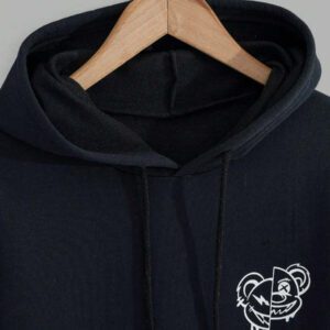 sweat-shirt à capuche régulier avec impression d'ours pour hommes en coton
