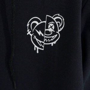 sweat-shirt à capuche régulier avec impression d'ours pour hommes en coton