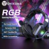 ONIKUMA Casque de jeu ONIKUMA K8 avec microphone HD flexible, éclairage RVB, son surround pour PC de jeu, casque filaire par-dessus l'oreille pour joueurs