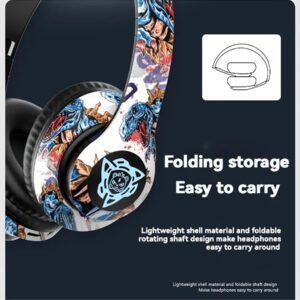 Casque sans fil avec design graffiti, coquilles d'oreille couvrant entièrement pour le confort, basses puissantes, pliable et extensible, convient pour les voyages, les sports ou comme cadeau