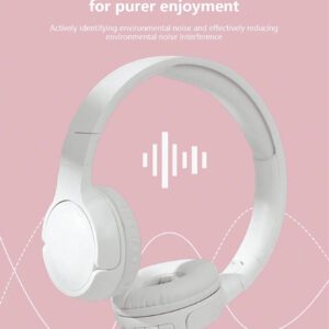 AKKHOO Casque d'écoute sans fil pliable, son stéréo, Jelly 5.3, longue durée de vie de la batterie, casque de jeu intelligent anti-bruit