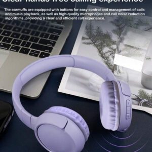 AKKHOO Casque d'écoute sans fil pliable, son stéréo, Jelly 5.3, longue durée de vie de la batterie, casque de jeu intelligent anti-bruit