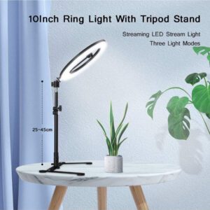 Anneau lumineux de 10 po/26 cm Éclairage photographique Support de trépied pour téléphone Anneau lumineux Selfie à distance Remplir l'anneau lumineux Lampe Vidéo en direct COOK