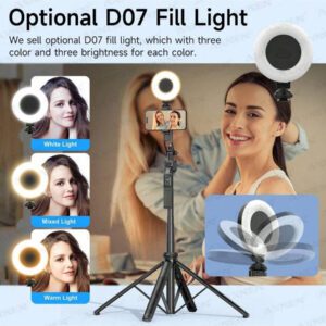 Trépied de suivi du visage automatique pour smartphones, bâton à selfie Bluetooth 3 en 1 en aluminium extensible, trépied pour téléphone portable avec rotation à 360°, télécommande sans fil et support de téléphone, bâton à selfie trépied pour iPhone 16/15/14/13/12 Pro, téléphone Android, noir