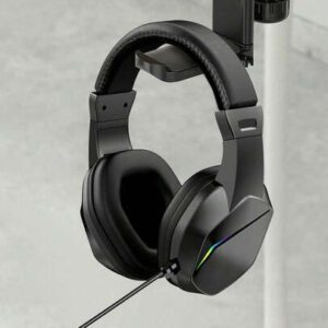 BATXELLENT Casque de jeu filaire 3,5 mm avec éclairage pour diffusion en direct, idéal pour les jeux vidéo.