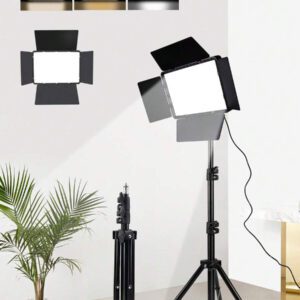 ZoMei Éclairage de studio LED professionnel avec trépied de 43 pouces - Éclairage carré ajustable pour la photographie et la diffusion en direct