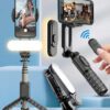 AXNEN Perche à selfie stabilisée par cardan extensible à 70 cm avec éclairage de remplissage blanc/froid/naturel, perche à selfie Bluetooth portable avec télécommande sans fil, support de téléphone à rotation 360° pour une vidéo anti-tremblement, vlogging de vacances, voyages en extérieur