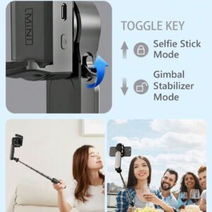AXNEN Perche à selfie stabilisée par cardan extensible à 70 cm avec éclairage de remplissage blanc/froid/naturel, perche à selfie Bluetooth portable avec télécommande sans fil, support de téléphone à rotation 360° pour une vidéo anti-tremblement, vlogging de vacances, voyages en extérieur