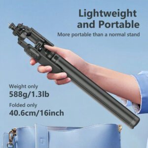 AXNEN Perche à selfie trépied de 78,74" (2 mètres), tout en un: trépied pour téléphone portable extensible, monopode repliable pour voyage avec télécommande sans fil, compatible avec les selfies de téléphone portable iPhone et Android, pour enregistrement vidéo d'une caméra d'action GoPro, vlogging, maintien stable d'une diffusion en direct en aluminium