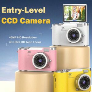 Appareil photo numérique rétro abordable pour étudiants - Objectif double 48 MP, zoom 16x, vidéo 4K et mise au point automatique