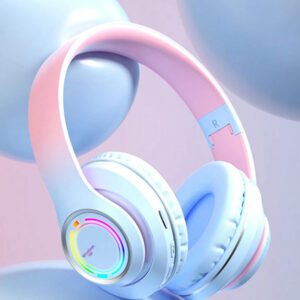 Casque bluetooth de haute qualité avec éclairage, annulation de bruit intelligent, qualité sonore HIFI, longue durée de vie de la batterie, faible latence, casque sans fil pliable et portable, prend en charge les modes filaire et carte TF