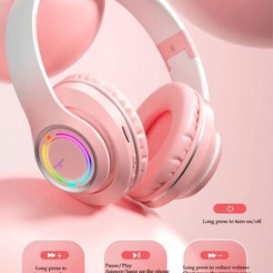 Casque bluetooth de haute qualité avec éclairage, annulation de bruit intelligent, qualité sonore HIFI, longue durée de vie de la batterie, faible latence, casque sans fil pliable et portable, prend en charge les modes filaire et carte TF