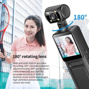 NOUVEAU Mini caméra d'action 4K Ultra HD 180 degrés rotative Vlog Wifi Caméra sport Étui étanche Casque Voyage Vélo Enregistreur conducteur