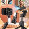 TOKQI Stabilisateur de cardan de suivi facial anti-tremblement, trépied, perche selfie Bluetooth extensible avec rotation à 360°, support de téléphone avec microphone pour la prise de vidéos sur smartphone, les vlogs de voyage, les rassemblements familiaux, les enregistrements de fête, compatible avec Android et iOS