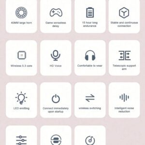 Casque serre-tête sans fil, Gelei 5.0, longue durée de vie de la batterie, haute qualité sonore, faible latence, conception d'oreilles de chat, pour la musique / le jeu