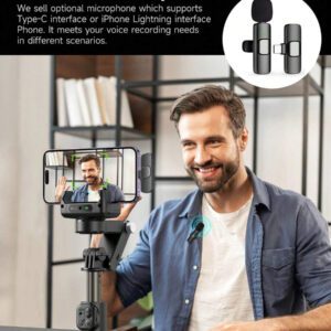 TOKQI Stabilisateur de cardan de suivi facial anti-tremblement, trépied, perche selfie Bluetooth extensible avec rotation à 360°, support de téléphone avec microphone pour la prise de vidéos sur smartphone, les vlogs de voyage, les rassemblements familiaux, les enregistrements de fête, compatible avec Android et iOS