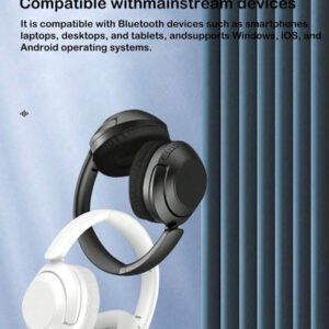 Écouteurs Bluetooth sans fil, son surround 3D avec graves puissants, longue durée de vie de la batterie, faible latence, prise en charge de la carte TF, casque Bluetooth rotatif et pliable pour le jeu et les sports