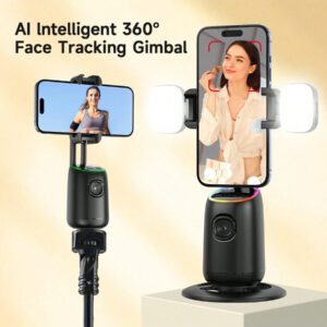 AXNEN Cardan d'interface double prise froide intelligente à l'IA avec suivi du visage à 360°. Parfait pour tous les iPhones et autres smartphones. Pour la photographie, la vidéo, les voyages et les activités de plein air