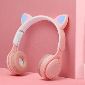 Casque Sans Fil Avec Puce Qualcomm, Style D'oreille De Chat Ou De Lapin Lumineux, Protection Auditive, Convient Pour Le Jeu Et L'écoute De Musique