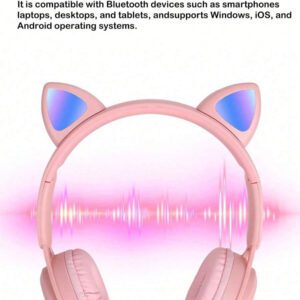 Casque Sans Fil Avec Puce Qualcomm, Style D'oreille De Chat Ou De Lapin Lumineux, Protection Auditive, Convient Pour Le Jeu Et L'écoute De Musique
