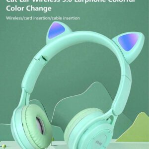 Casque Sans Fil Avec Puce Qualcomm, Style D'oreille De Chat Ou De Lapin Lumineux, Protection Auditive, Convient Pour Le Jeu Et L'écoute De Musique