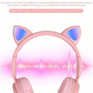 Casque Sans Fil Avec Puce Qualcomm, Style D'oreille De Chat Ou De Lapin Lumineux, Protection Auditive, Convient Pour Le Jeu Et L'écoute De Musique