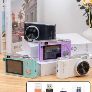 1 pièce Appareil photo rétro à double objectif avant et arrière LK-003 Système d'appareil photo CCD 64.0 Version 48 mégapixels Appareil photo numérique 4K HD avec lecteur de carte + carte mémoire 8 Go
