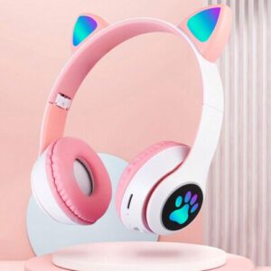 Casque Sans Fil Cat Ears Avec Effets D'éclairage Rgb Clignotant, Couleurs Durables Et Haute Qualité De Son Haute Résolution, Cadeau Pour Casque Stéréo De Musique De Qualité Sonore Hi-res Et Téléphone Portable