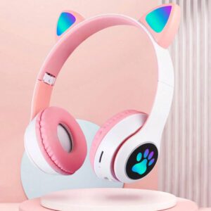 Casque Sans Fil Cat Ears Avec Effets D'éclairage Rgb Clignotant, Couleurs Durables Et Haute Qualité De Son Haute Résolution, Cadeau Pour Casque Stéréo De Musique De Qualité Sonore Hi-res Et Téléphone Portable