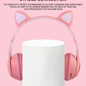 Casque Sans Fil Cat Ears Avec Effets D'éclairage Rgb Clignotant, Couleurs Durables Et Haute Qualité De Son Haute Résolution, Cadeau Pour Casque Stéréo De Musique De Qualité Sonore Hi-res Et Téléphone Portable