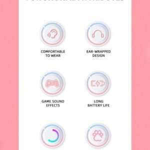 Casque Sans Fil Cat Ears Avec Effets D'éclairage Rgb Clignotant, Couleurs Durables Et Haute Qualité De Son Haute Résolution, Cadeau Pour Casque Stéréo De Musique De Qualité Sonore Hi-res Et Téléphone Portable