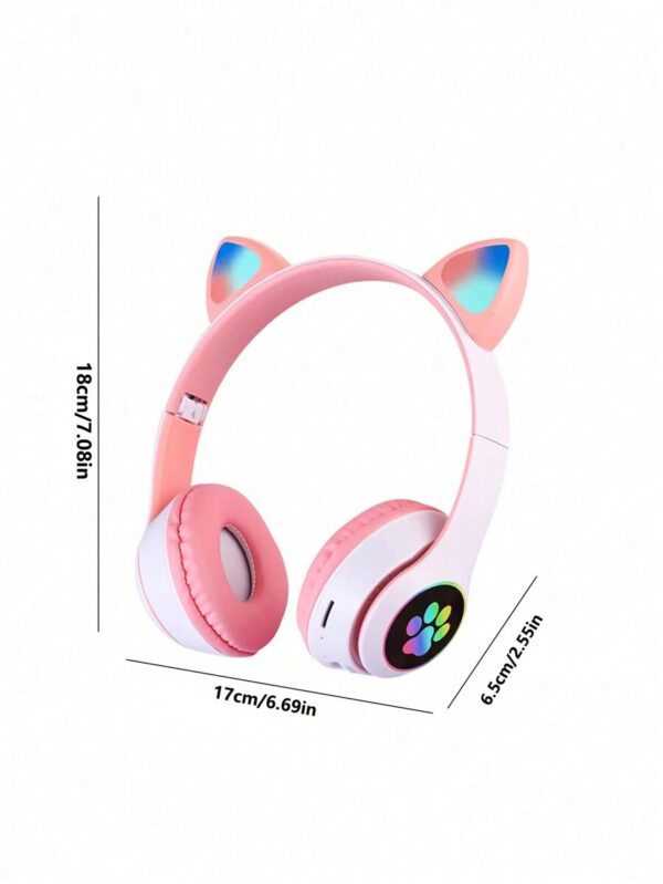 Casque Sans Fil Cat Ears Avec Effets D'éclairage Rgb Clignotant, Couleurs Durables Et Haute Qualité De Son Haute Résolution, Cadeau Pour Casque Stéréo De Musique De Qualité Sonore Hi-res Et Téléphone Portable – Image 9