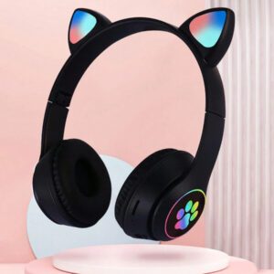 Casque Sans Fil Cat Ears Avec Effets D'éclairage Rgb Clignotant, Couleurs Durables Et Haute Qualité De Son Haute Résolution, Cadeau Pour Casque Stéréo De Musique De Qualité Sonore Hi-res Et Téléphone Portable