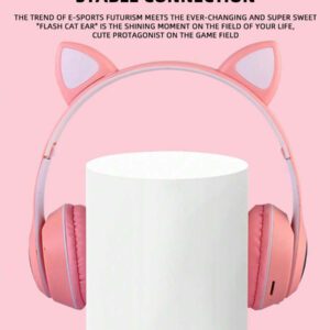 Casque Sans Fil Cat Ears Avec Effets D'éclairage Rgb Clignotant, Couleurs Durables Et Haute Qualité De Son Haute Résolution, Cadeau Pour Casque Stéréo De Musique De Qualité Sonore Hi-res Et Téléphone Portable