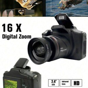 Appareil photo numérique de 16 Mégapixels avec 1080p, stabilisation d'image numérique 16x zoom, caméra vidéo domestique avec objectif amovible 2,4 pouces - Noir