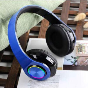 Casque Bluetooth sans fil avec lumières LED colorées, microphone intégré, léger, pliable