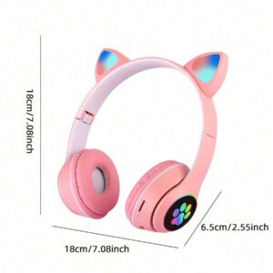 Casque Sans Fil Cat Ears Avec Effets D'éclairage Rgb Clignotant, Couleurs Durables Et Haute Qualité De Son Haute Résolution, Cadeau Pour Casque Stéréo De Musique De Qualité Sonore Hi-res Et Téléphone Portable