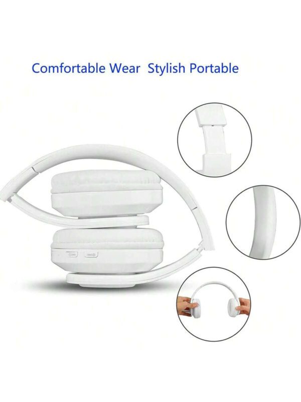 Casque Bluetooth sans fil avec lumières LED colorées, microphone intégré, léger, pliable – Image 7
