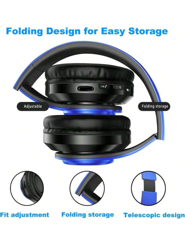 Casque Bluetooth sans fil avec lumières LED colorées, microphone intégré, léger, pliable – Image 14