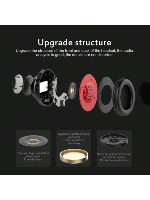 Casque Bluetooth sans fil avec lumières LED colorées, microphone intégré, léger, pliable – Image 17