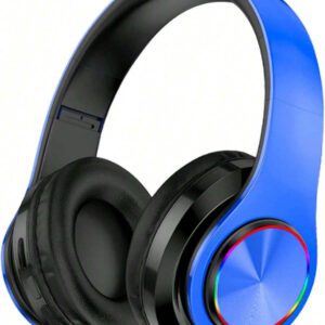 Casque Bluetooth sans fil avec lumières LED colorées, microphone intégré, léger, pliable