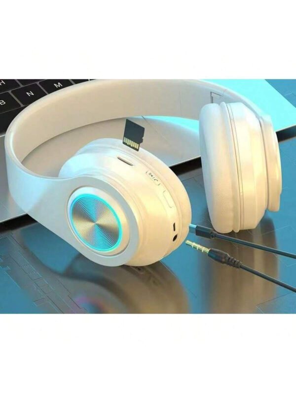 Casque Bluetooth sans fil avec lumières LED colorées, microphone intégré, léger, pliable – Image 21