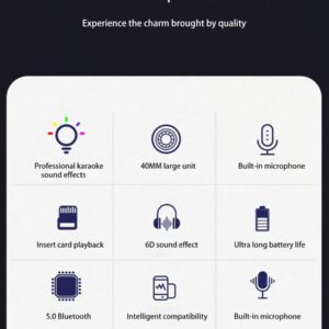 Écouteurs Bluetooth sans fil à 7 couleurs illuminantes, Bluetooth 5.0, microphone intégré, design pliable, mode double filaire/sans fil, léger et confortable, convient pour le travail, l'entraînement, le jeu et la musique