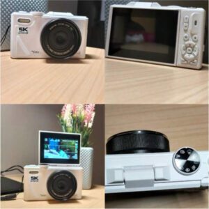 Caméra compacte 5K - Caméra 75MP & Vlogging, avec écran pivotant, flash, anti-secousse, zoom 18X, multiples modes, comprend une carte SD 32Go et une batterie rechargeable - Parfait pour les voyages et les réseaux sociaux, idéal pour Pâques, cadeau d'anniversaire